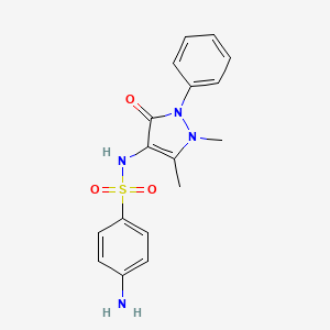 molecular formula C17H18N4O3S B6423703 4-amino-N-(1,5-dimethyl-3-oxo-2-phenyl-2,3-dihydro-1H-pyrazol-4-yl)benzene-1-sulfonamide CAS No. 71119-16-9