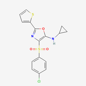 molecular formula C16H13ClN2O3S2 B6423709 4-(4-chlorobenzenesulfonyl)-N-cyclopropyl-2-(thiophen-2-yl)-1,3-oxazol-5-amine CAS No. 627834-98-4