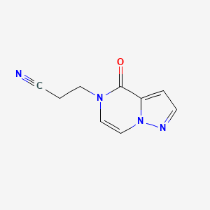 molecular formula C9H8N4O B6423741 3-{4-oxo-4H,5H-pyrazolo[1,5-a]pyrazin-5-yl}propanenitrile CAS No. 1566655-23-9