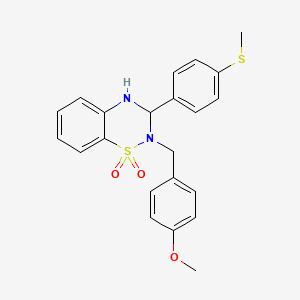 molecular formula C22H22N2O3S2 B6423759 2-[(4-methoxyphenyl)methyl]-3-[4-(methylsulfanyl)phenyl]-3,4-dihydro-2H-1lambda6,2,4-benzothiadiazine-1,1-dione CAS No. 1114839-38-1