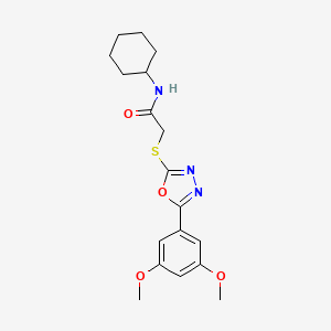 molecular formula C18H23N3O4S B6423793 N-cyclohexyl-2-{[5-(3,5-dimethoxyphenyl)-1,3,4-oxadiazol-2-yl]sulfanyl}acetamide CAS No. 460728-13-6