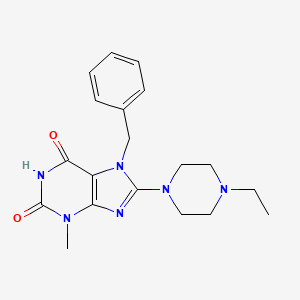 molecular formula C19H24N6O2 B6423795 7-benzyl-8-(4-ethylpiperazin-1-yl)-3-methyl-2,3,6,7-tetrahydro-1H-purine-2,6-dione CAS No. 625822-50-6