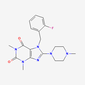 molecular formula C19H23FN6O2 B6423805 7-[(2-fluorophenyl)methyl]-1,3-dimethyl-8-(4-methylpiperazin-1-yl)-2,3,6,7-tetrahydro-1H-purine-2,6-dione CAS No. 359903-52-9