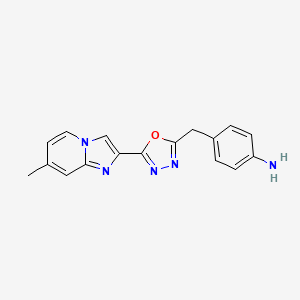 4-[(5-{7-methylimidazo[1,2-a]pyridin-2-yl}-1,3,4-oxadiazol-2-yl)methyl]aniline
