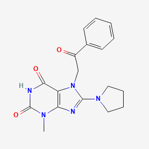 molecular formula C18H19N5O3 B6423827 3-methyl-7-(2-oxo-2-phenylethyl)-8-(pyrrolidin-1-yl)-2,3,6,7-tetrahydro-1H-purine-2,6-dione CAS No. 716340-75-9