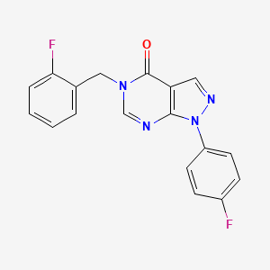 molecular formula C18H12F2N4O B6423833 1-(4-fluorophenyl)-5-[(2-fluorophenyl)methyl]-1H,4H,5H-pyrazolo[3,4-d]pyrimidin-4-one CAS No. 841211-13-0