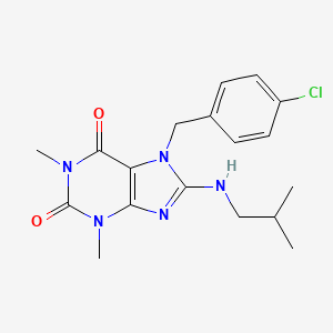 molecular formula C18H22ClN5O2 B6423867 7-[(4-chlorophenyl)methyl]-1,3-dimethyl-8-[(2-methylpropyl)amino]-2,3,6,7-tetrahydro-1H-purine-2,6-dione CAS No. 330835-54-6