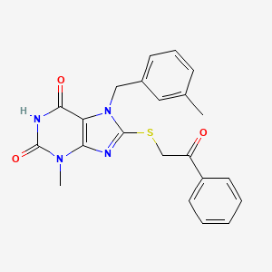 molecular formula C22H20N4O3S B6423893 3-methyl-7-[(3-methylphenyl)methyl]-8-[(2-oxo-2-phenylethyl)sulfanyl]-2,3,6,7-tetrahydro-1H-purine-2,6-dione CAS No. 303973-56-0
