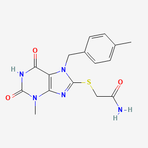 molecular formula C16H17N5O3S B6423908 2-({3-methyl-7-[(4-methylphenyl)methyl]-2,6-dioxo-2,3,6,7-tetrahydro-1H-purin-8-yl}sulfanyl)acetamide CAS No. 303970-33-4