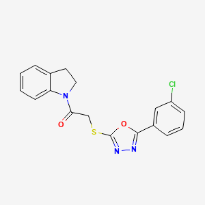 molecular formula C18H14ClN3O2S B6424037 2-{[5-(3-chlorophenyl)-1,3,4-oxadiazol-2-yl]sulfanyl}-1-(2,3-dihydro-1H-indol-1-yl)ethan-1-one CAS No. 460339-35-9