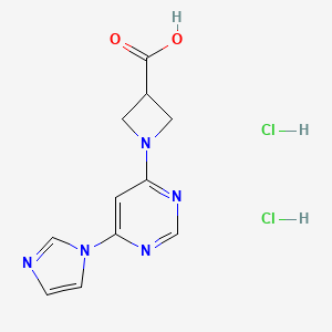 molecular formula C11H13Cl2N5O2 B6424083 1-[6-(1H-imidazol-1-yl)pyrimidin-4-yl]azetidine-3-carboxylic acid dihydrochloride CAS No. 2034568-59-5