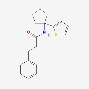 3-phenyl-N-[1-(thiophen-2-yl)cyclopentyl]propanamide