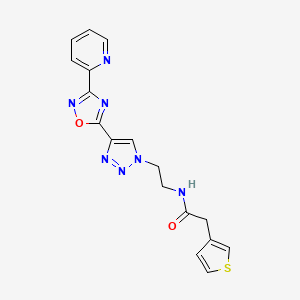 molecular formula C17H15N7O2S B6424121 N-(2-{4-[3-(pyridin-2-yl)-1,2,4-oxadiazol-5-yl]-1H-1,2,3-triazol-1-yl}ethyl)-2-(thiophen-3-yl)acetamide CAS No. 2034393-66-1