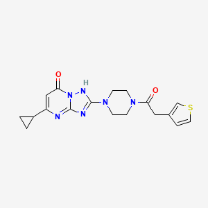 molecular formula C18H20N6O2S B6424134 5-cyclopropyl-2-{4-[2-(thiophen-3-yl)acetyl]piperazin-1-yl}-4H,7H-[1,2,4]triazolo[1,5-a]pyrimidin-7-one CAS No. 2034355-91-2