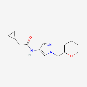 molecular formula C14H21N3O2 B6424169 2-cyclopropyl-N-{1-[(oxan-2-yl)methyl]-1H-pyrazol-4-yl}acetamide CAS No. 2034229-41-7