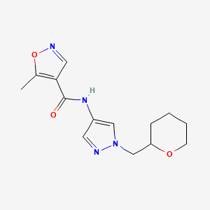molecular formula C14H18N4O3 B6424177 5-methyl-N-{1-[(oxan-2-yl)methyl]-1H-pyrazol-4-yl}-1,2-oxazole-4-carboxamide CAS No. 2034374-22-4
