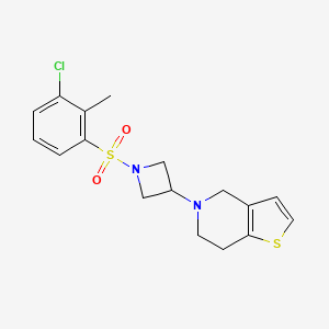molecular formula C17H19ClN2O2S2 B6424210 1-(3-chloro-2-methylbenzenesulfonyl)-3-{4H,5H,6H,7H-thieno[3,2-c]pyridin-5-yl}azetidine CAS No. 2034361-36-7