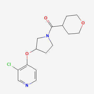 molecular formula C15H19ClN2O3 B6424237 3-chloro-4-{[1-(oxane-4-carbonyl)pyrrolidin-3-yl]oxy}pyridine CAS No. 2034324-66-6