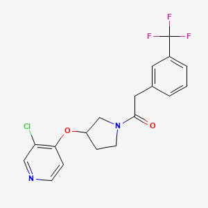molecular formula C18H16ClF3N2O2 B6424243 1-{3-[(3-chloropyridin-4-yl)oxy]pyrrolidin-1-yl}-2-[3-(trifluoromethyl)phenyl]ethan-1-one CAS No. 2034472-97-2