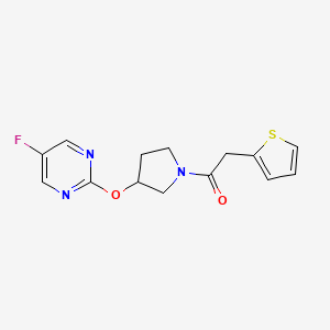 molecular formula C14H14FN3O2S B6424256 1-{3-[(5-fluoropyrimidin-2-yl)oxy]pyrrolidin-1-yl}-2-(thiophen-2-yl)ethan-1-one CAS No. 2034295-86-6