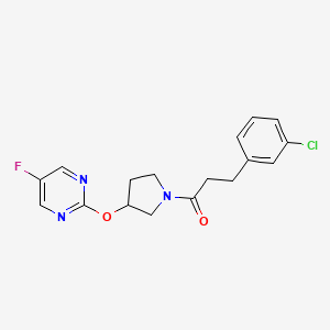 molecular formula C17H17ClFN3O2 B6424259 3-(3-chlorophenyl)-1-{3-[(5-fluoropyrimidin-2-yl)oxy]pyrrolidin-1-yl}propan-1-one CAS No. 2034246-23-4