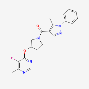 4-ethyl-5-fluoro-6-{[1-(5-methyl-1-phenyl-1H-pyrazole-4-carbonyl)pyrrolidin-3-yl]oxy}pyrimidine
