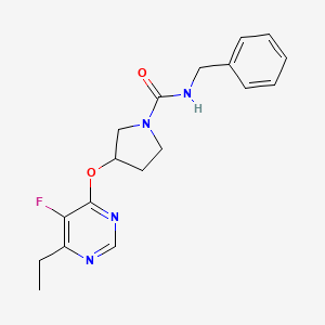 molecular formula C18H21FN4O2 B6424274 N-benzyl-3-[(6-ethyl-5-fluoropyrimidin-4-yl)oxy]pyrrolidine-1-carboxamide CAS No. 2034249-19-7