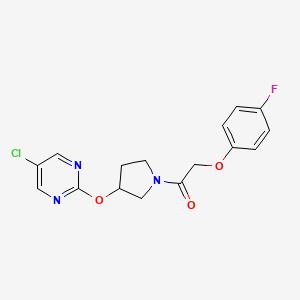 molecular formula C16H15ClFN3O3 B6424286 1-{3-[(5-chloropyrimidin-2-yl)oxy]pyrrolidin-1-yl}-2-(4-fluorophenoxy)ethan-1-one CAS No. 2034394-42-6