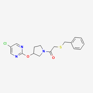 molecular formula C17H18ClN3O2S B6424290 2-(benzylsulfanyl)-1-{3-[(5-chloropyrimidin-2-yl)oxy]pyrrolidin-1-yl}ethan-1-one CAS No. 2034250-87-6