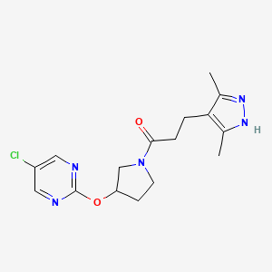 molecular formula C16H20ClN5O2 B6424296 1-{3-[(5-chloropyrimidin-2-yl)oxy]pyrrolidin-1-yl}-3-(3,5-dimethyl-1H-pyrazol-4-yl)propan-1-one CAS No. 2034201-71-1