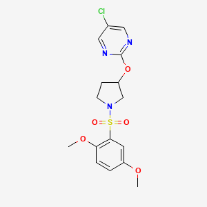 molecular formula C16H18ClN3O5S B6424298 5-chloro-2-{[1-(2,5-dimethoxybenzenesulfonyl)pyrrolidin-3-yl]oxy}pyrimidine CAS No. 2034322-15-9