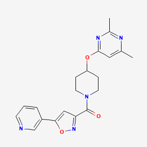 molecular formula C20H21N5O3 B6424311 2,4-dimethyl-6-({1-[5-(pyridin-3-yl)-1,2-oxazole-3-carbonyl]piperidin-4-yl}oxy)pyrimidine CAS No. 2034580-03-3