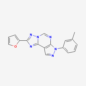 molecular formula C17H12N6O B6424312 4-(furan-2-yl)-10-(3-methylphenyl)-3,5,6,8,10,11-hexaazatricyclo[7.3.0.0^{2,6}]dodeca-1(9),2,4,7,11-pentaene CAS No. 902024-79-7