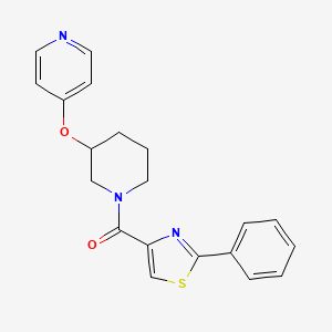 molecular formula C20H19N3O2S B6424318 4-{[1-(2-phenyl-1,3-thiazole-4-carbonyl)piperidin-3-yl]oxy}pyridine CAS No. 2034324-93-9