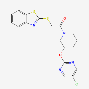 molecular formula C18H17ClN4O2S2 B6424329 2-(1,3-benzothiazol-2-ylsulfanyl)-1-{3-[(5-chloropyrimidin-2-yl)oxy]piperidin-1-yl}ethan-1-one CAS No. 2034579-47-8