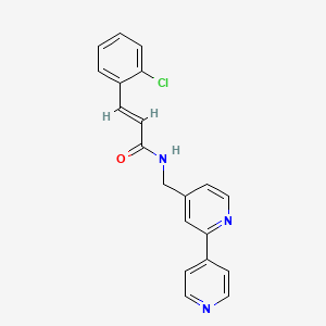 (2E)-N-({[2,4'-bipyridine]-4-yl}methyl)-3-(2-chlorophenyl)prop-2-enamide