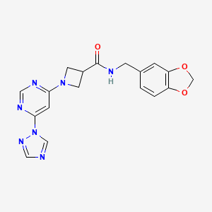 N-[(2H-1,3-benzodioxol-5-yl)methyl]-1-[6-(1H-1,2,4-triazol-1-yl)pyrimidin-4-yl]azetidine-3-carboxamide