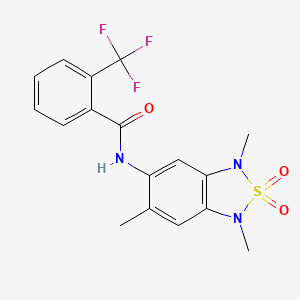 molecular formula C17H16F3N3O3S B6424390 2-(trifluoromethyl)-N-(1,3,6-trimethyl-2,2-dioxo-1,3-dihydro-2lambda6,1,3-benzothiadiazol-5-yl)benzamide CAS No. 2034338-59-3