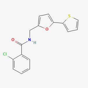 molecular formula C16H12ClNO2S B6424412 2-chloro-N-{[5-(thiophen-2-yl)furan-2-yl]methyl}benzamide CAS No. 2034403-61-5