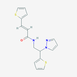 molecular formula C16H15N3OS2 B6424441 (2E)-N-[2-(1H-pyrazol-1-yl)-2-(thiophen-2-yl)ethyl]-3-(thiophen-2-yl)prop-2-enamide CAS No. 2035008-23-0