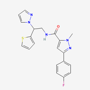molecular formula C20H18FN5OS B6424442 3-(4-fluorophenyl)-1-methyl-N-[2-(1H-pyrazol-1-yl)-2-(thiophen-2-yl)ethyl]-1H-pyrazole-5-carboxamide CAS No. 2034273-45-3
