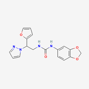 molecular formula C17H16N4O4 B6424469 1-(2H-1,3-benzodioxol-5-yl)-3-[2-(furan-2-yl)-2-(1H-pyrazol-1-yl)ethyl]urea CAS No. 2034346-55-7