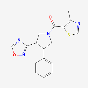 molecular formula C17H16N4O2S B6424520 3-[1-(4-methyl-1,3-thiazole-5-carbonyl)-4-phenylpyrrolidin-3-yl]-1,2,4-oxadiazole CAS No. 2034286-18-3