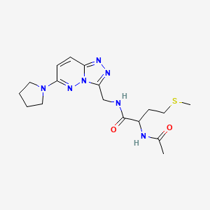 molecular formula C17H25N7O2S B6424525 2-acetamido-4-(methylsulfanyl)-N-{[6-(pyrrolidin-1-yl)-[1,2,4]triazolo[4,3-b]pyridazin-3-yl]methyl}butanamide CAS No. 2034200-77-4