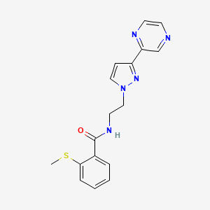 2-(methylsulfanyl)-N-{2-[3-(pyrazin-2-yl)-1H-pyrazol-1-yl]ethyl}benzamide
