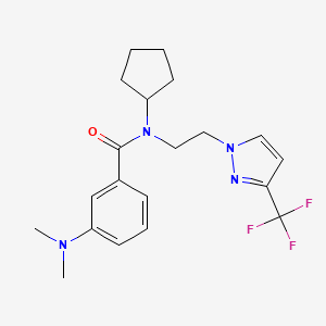 molecular formula C20H25F3N4O B6424540 N-cyclopentyl-3-(dimethylamino)-N-{2-[3-(trifluoromethyl)-1H-pyrazol-1-yl]ethyl}benzamide CAS No. 2034331-22-9
