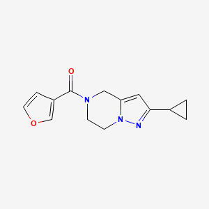 molecular formula C14H15N3O2 B6424548 2-cyclopropyl-5-(furan-3-carbonyl)-4H,5H,6H,7H-pyrazolo[1,5-a]pyrazine CAS No. 2034556-07-3