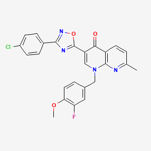 molecular formula C25H18ClFN4O3 B6424549 3-[3-(4-chlorophenyl)-1,2,4-oxadiazol-5-yl]-1-[(3-fluoro-4-methoxyphenyl)methyl]-7-methyl-1,4-dihydro-1,8-naphthyridin-4-one CAS No. 1029769-94-5