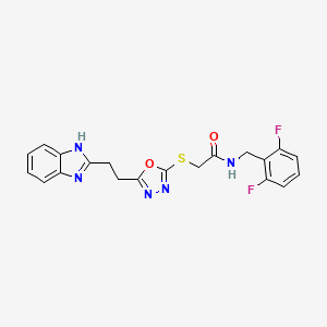 molecular formula C20H17F2N5O2S B6424589 2-({5-[2-(1H-1,3-benzodiazol-2-yl)ethyl]-1,3,4-oxadiazol-2-yl}sulfanyl)-N-[(2,6-difluorophenyl)methyl]acetamide CAS No. 1226455-26-0
