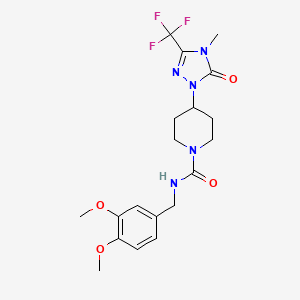 molecular formula C19H24F3N5O4 B6424590 N-[(3,4-dimethoxyphenyl)methyl]-4-[4-methyl-5-oxo-3-(trifluoromethyl)-4,5-dihydro-1H-1,2,4-triazol-1-yl]piperidine-1-carboxamide CAS No. 2034330-15-7